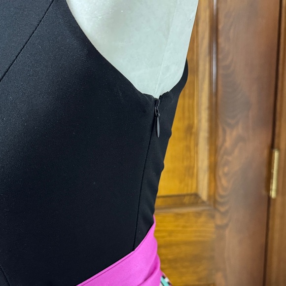 Eliza J Black Maxi Dress with Pink Geometric Pattern - Picture 2 of 7